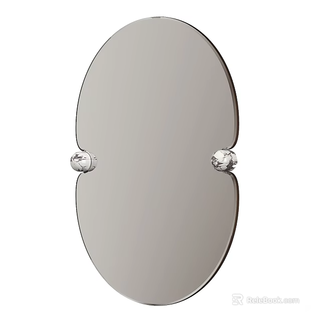 Oval Mirror With Silver Decorative Mounts For Modern Home Interior Decoration 3d model