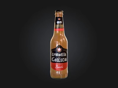 Cristella Catolica Brown Beer Bottle With Glass On Black Background 3d model