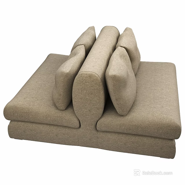 Modern Beige Modular Sofa Set With Comfortable Cushions And Stylish Design 3d model 
