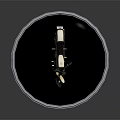 Cream and Black Motorcycle on Circular Display Platform with Handlebars and Seat