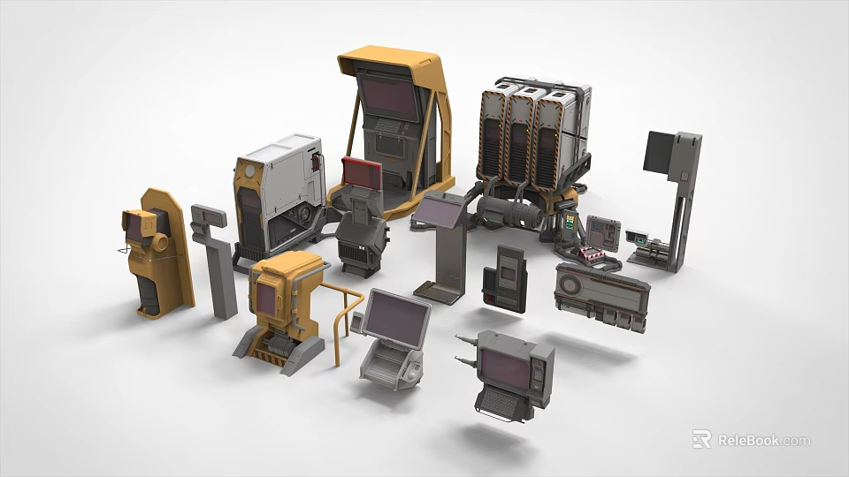 Various Industrial Mechanical Components With Different Shapes And Metal Materials 3d model 