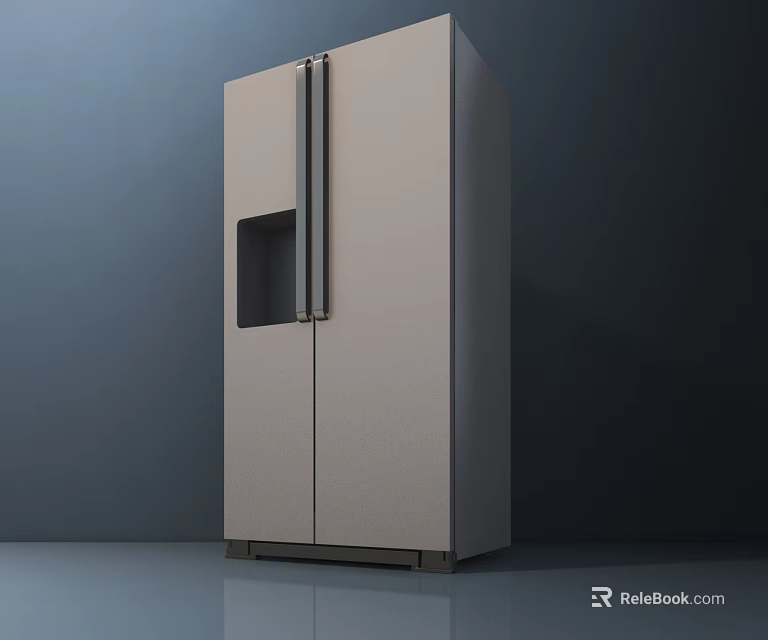 Modern Double Door Refrigerator With Sleek Stainless Steel Design And Storage Compartment 3d model 