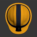 Yellow Safety Helmet With Black Strap And Front Headlamp For Protection Gear