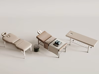 Light Colored Massage Tables With Metal Frames And Side Accessories 3d model