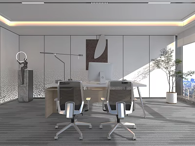 Modern Office Desk and Chair Manager Desk and Chair Boss Desk and Chair 3d model