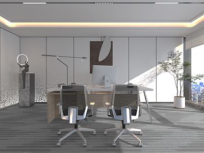 Modern Office Desk and Chair Manager Desk and Chair Boss Desk and Chair 3d model