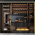 Elegant Wine Cabinet With Glass Shelves Wine Bottles Hanging Glasses And Marble Fireplace