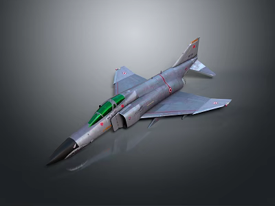 Detailed Fighter Jet Model With Gray Body Green Cockpit And Wing Design 3d model