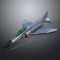 Detailed Fighter Jet Model With Gray Body Green Cockpit And Wing Design