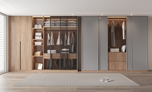 modern wardrobe glass sliding door wood grain wardrobe sliding door wardrobe 3d model