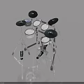 Professional Electronic Drum Kit With Silver Stands White Heads And Black Cymbals