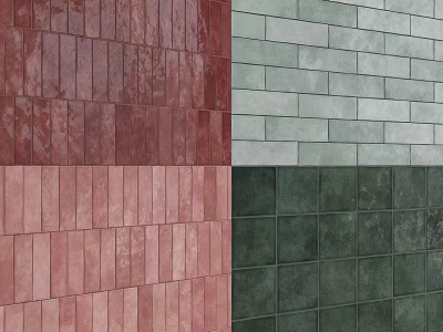 Various Colored Wall Tiles Displaying Red Light Green Pink and Dark Green 3d model