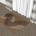 Square Rug With Natural Fiber Wave Pattern In Beige And Brown For Living Room Floor