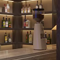 Elegant Dark Decor Bar Interior With Wall Art Bar Counter Wine Shelves And Pendant Lights