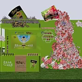 Tang Daren Themed Photo Check In Spot With Green Stand Colorful Flowers And Cherry Blossoms