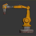 Orange Robotic Arm 3D Game And Movie Character With Mechanical Base Joints