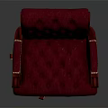 Red Leather Office Chair With Tufted Design Armrests And Gold Accents Wheeled Base