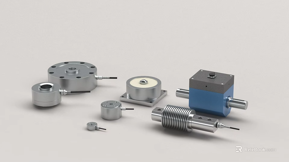 Industrial Metal Sensors And Precision Measurement Components In Various Shapes 3d model 
