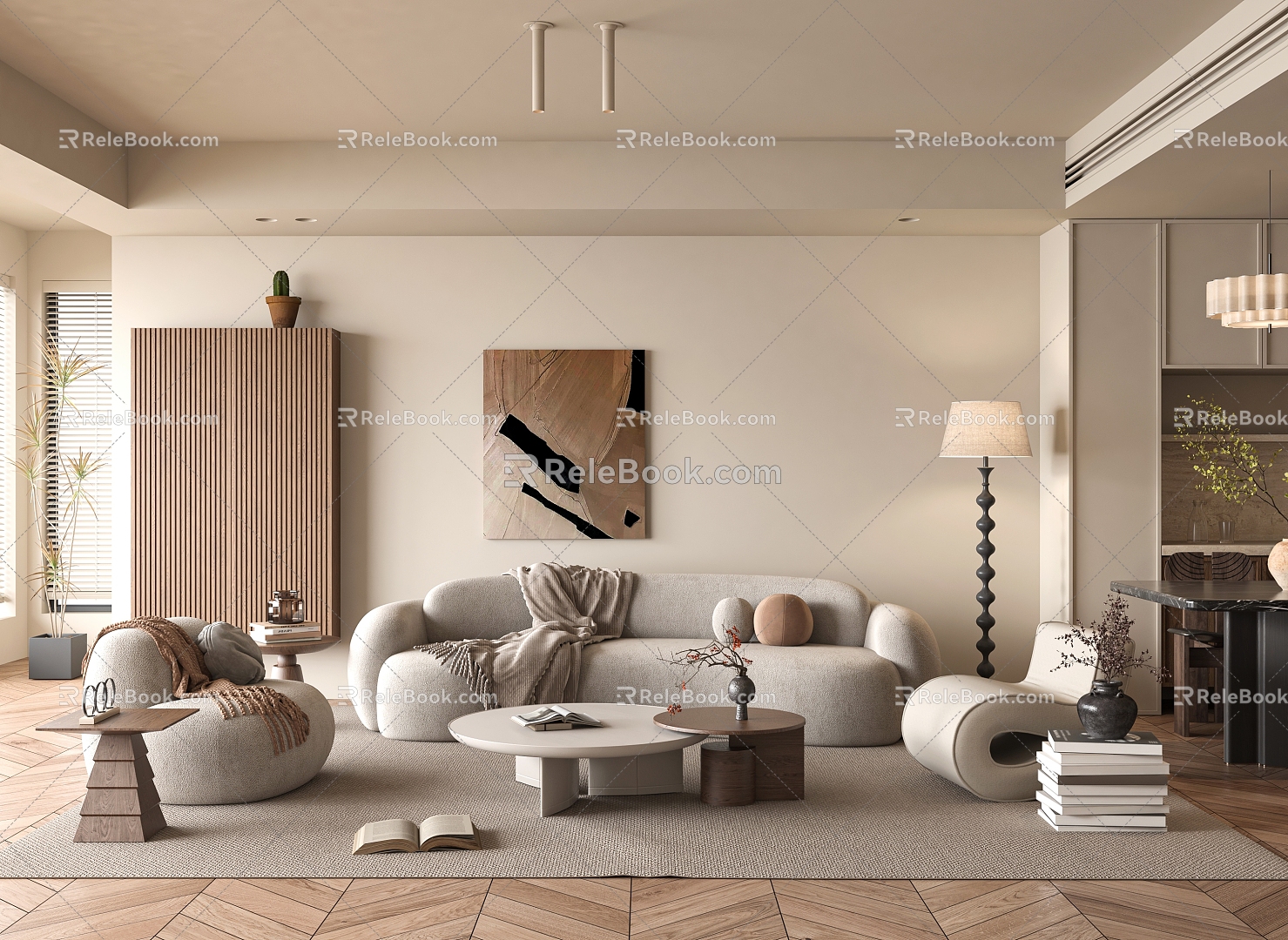 Middle Style Living Room 3d model