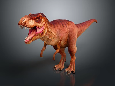 Ferocious Reddish Brown Reptile Dinosaur With Open Mouth And Sharp Teeth 3d model