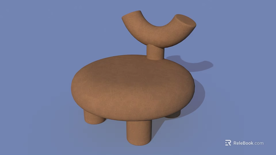 Modern Minimalist Leisure Chair With Round Seat Curved Backrest And Short Legs 3d model 