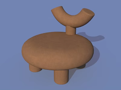 Modern Minimalist Leisure Chair With Round Seat Curved Backrest And Short Legs 3d model
