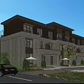 Modern Townhouse Exterior Design With Multiple Units Balconies Large Windows And Greenery