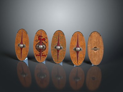 Medieval Shield Ancient Shield Defensive Weapon Ancient Shield Iron Shield Protective Shield Wooden Shield 3d model