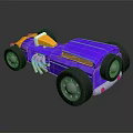 Futuristic Purple And Orange Racing Car With Streamlined Body And Large Wheels