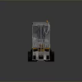 Yellow And Gray Forklift Truck With Front Forks Metal Cab And Blue Seat