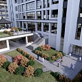 Modern Chinese Style Hospital Building With White Exterior Symmetrical Design Lawn And Road Front