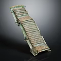 Ancient Inclined Stone Staircase with Weathered Green Patina and Historical Features