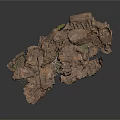 Natural Cave Entrance With Rocky Walls Green Vines And Stone Path