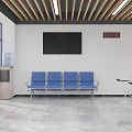 Modern Service Hall Interior With Integrated Service Windows Blue Seats And Self Service Kiosk