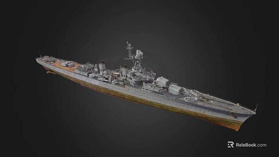 Detailed Historical Warship Featuring Deck Turrets Bridge And Hull Design 3d model 