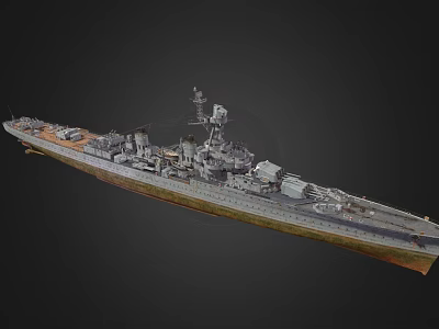 Detailed Historical Warship Featuring Deck Turrets Bridge And Hull Design 3d model