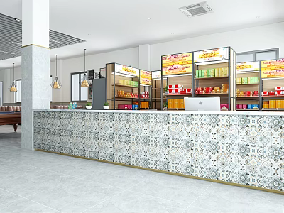Spacious Billiard Room With Tile Decorated Front Desk Shelves Drinks Snacks And Billiard Tables 3d model