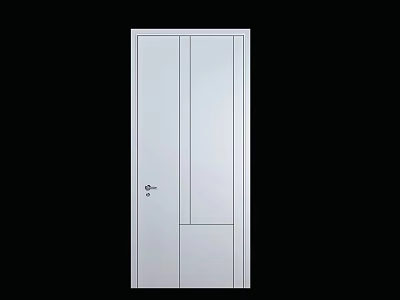 Modern White Interior Hinged Door With Smooth Surface And Simple Design 3d model