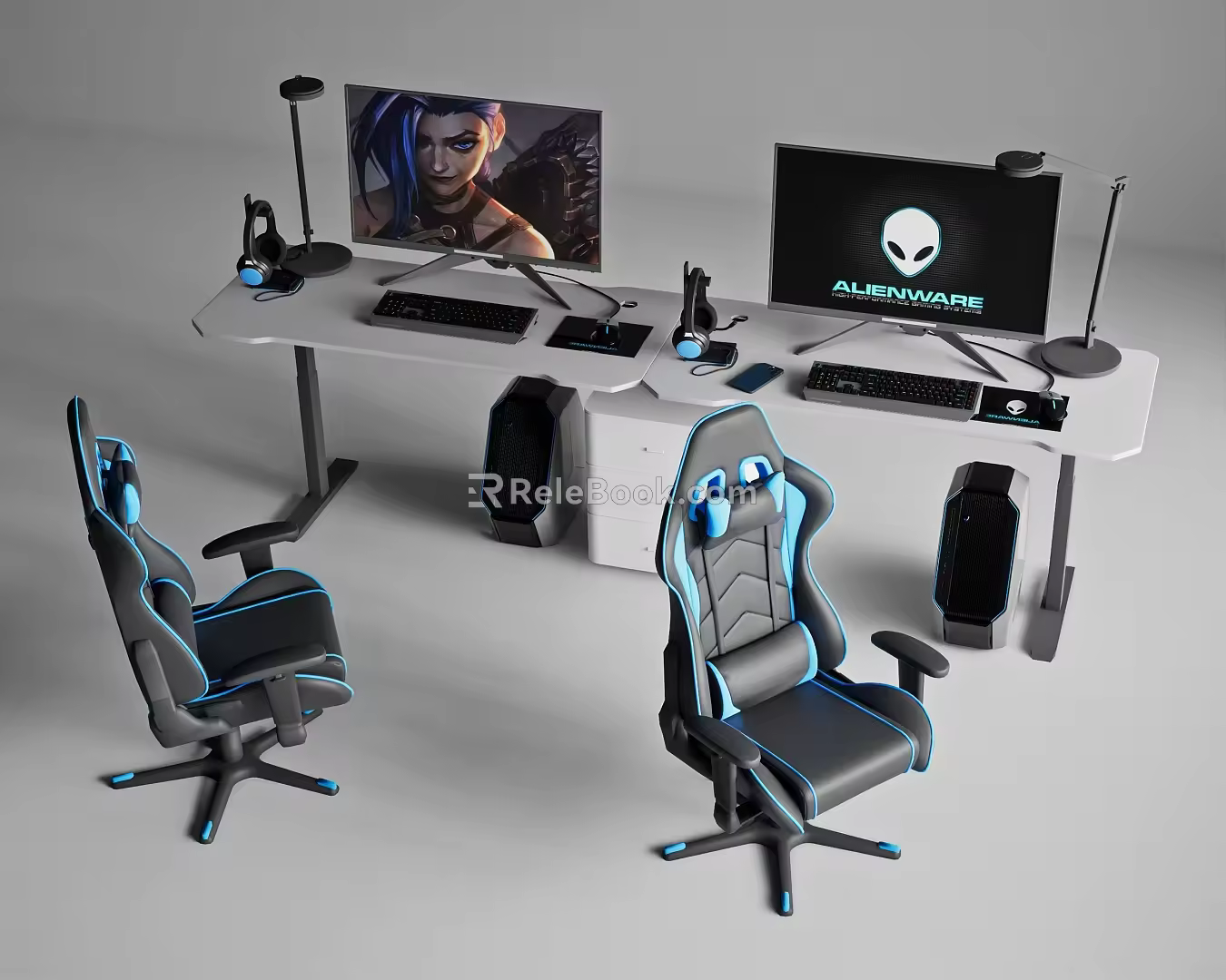 Gaming computer e-sports computer e-sports chair computer monitor 3d model