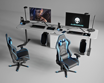 Gaming computer e-sports computer e-sports chair computer monitor 3d model