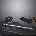 Detailed Handgun Display With Magazine And Bullets On Dark Surface