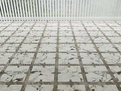 White Marble Floor Tiles With Gray Grid Pattern For Modern Interior Spaces 3d model