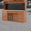 Wooden Sideboard with Storage Drawers Cabinet Doors and Black Pegboard Countertop