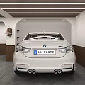 Elegant Garage Interior With White Audi Car And Wooden Wall Design
