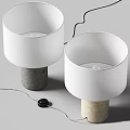 Modern Minimalist Table Lamp With White Lampshade And Concrete Base Design