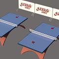 Table Tennis Room With Blue Tables Red Legs And DHS Brand Backboards