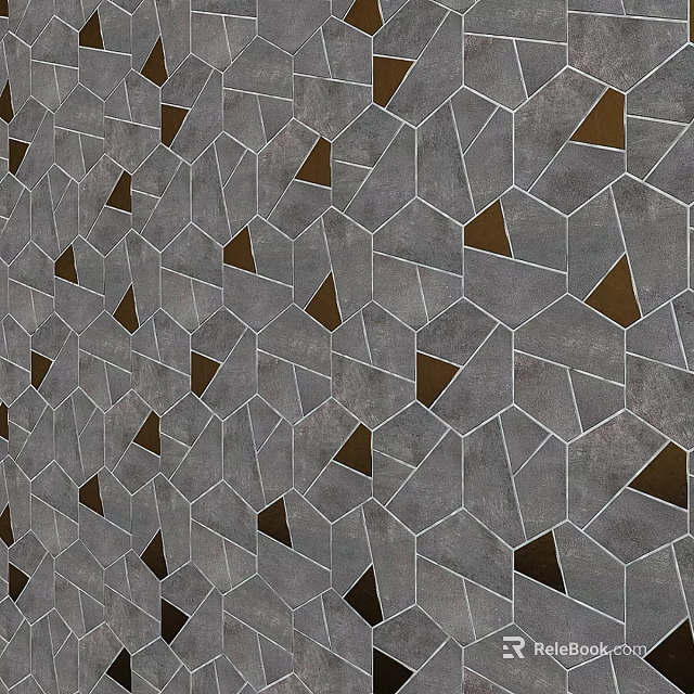 Geometric Tile Components With Gray And Brown Patterns For Interior Wall Design 3d model 