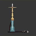 Blue Fruit Infused Beverage In Hookah Shaped Glass Container With Gold Trim