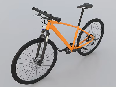 Orange Bicycle with Black Frame Handlebar Seat and Wheels in Modern Stylish Design 3d model
