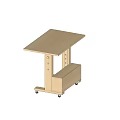 Light Brown Wooden Desk With Adjustable Legs Wheels And Drawer Storage